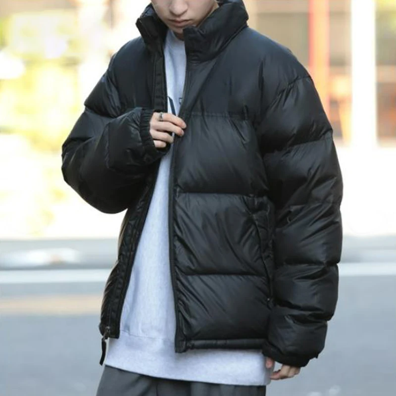 

Men's Winter Puffer Jaet Thiened ort Loose Casual Warm Stand Collar White Du down Outerwear Versatile American Sle