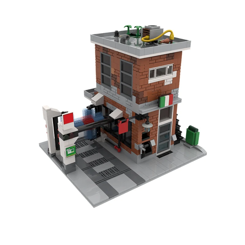 City Street View Model MOC Building Bricks Car Wash Architecture Modular Technology Children Holiday Gifts Assemble Toys Suit