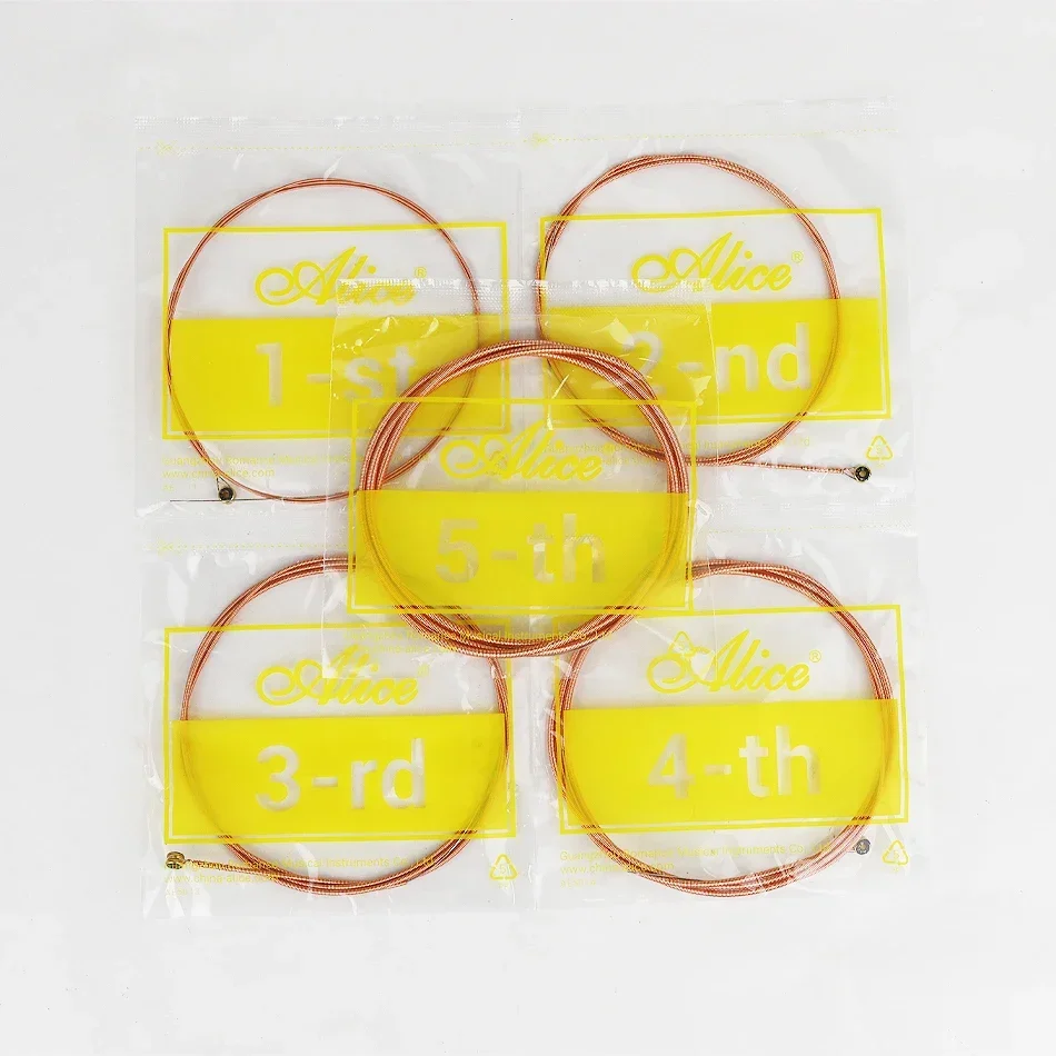 Alice A618 Acoustic Bass Strings Full Set 4 Strings/5 Strings Hexagonal Core Coated Copper Alloy Winding for Acoustic Bass