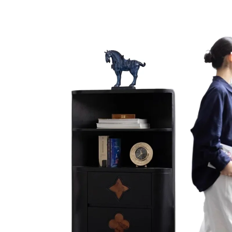 

Corner storage side cabinet display rack, corner solid wood bookcase living room