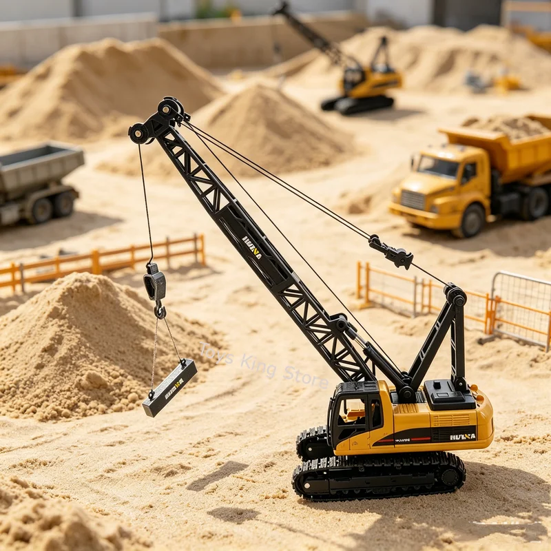HUINA 1/50 Simulation Alloy Tower Crane Truck Model Kids Toys Inertia Engineering Vehicle Construction Car Boys Birthday Gifts