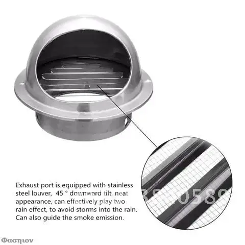 Stainless Steel Ventilation Exhaust Grille Wall Ceiling Air Vent Grille Ducting Cover Outlet Heating Cooling Waterproof Vent Cap