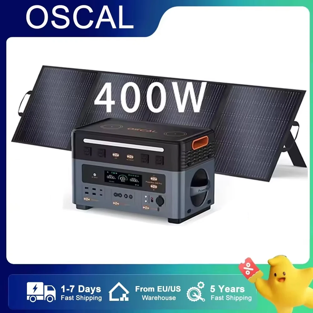 

Oscal Powermax 2400 Portable Power Station 1872Wh Expandable to 20592Wh LFP Battery 2400W Outdoor Power Supply With Solar Panel