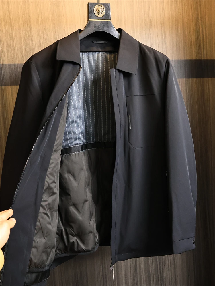 

Мужская пуховая куртка Busin Sle, однотонная, со съемным внутренним воротником-стойкой, модная, теплая, для активного отдыха, из полиэфирного волокна