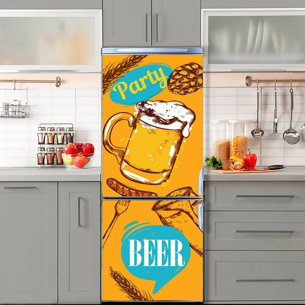 Splice Graffiti 3D Fridge Mural Sticker Waterproof Vinyl Self Adhesive Village Retro Poster Design Refrigerator Door Stickers