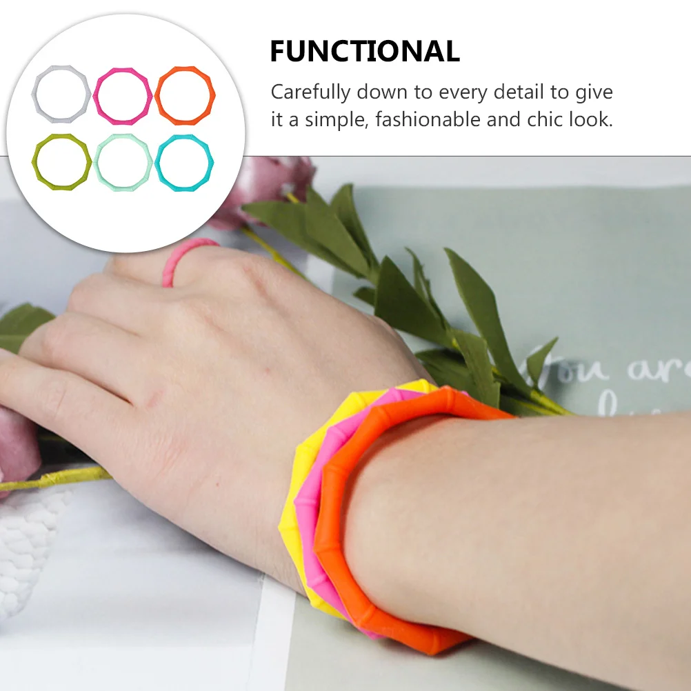 

6Pcs Silicone Wristbands Rubber Bands Flexible Skin Friendly Silicone Bracelet for Sports Teams Games Party Favor