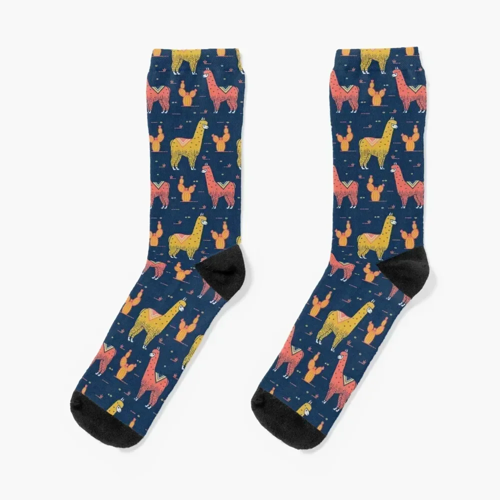 Desert Llama Socks christmas stocking cotton Mens Socks Women's