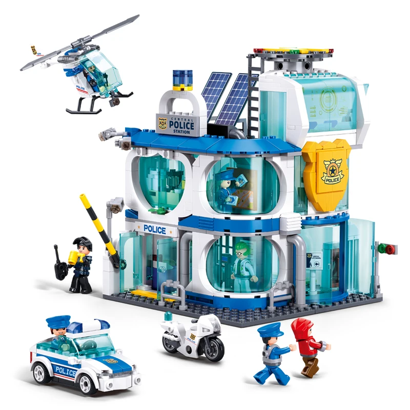 City Police Station Building Blocks Sets Police Command Vehicle Car Arrest Story Model Bricks Educational Toys for Children