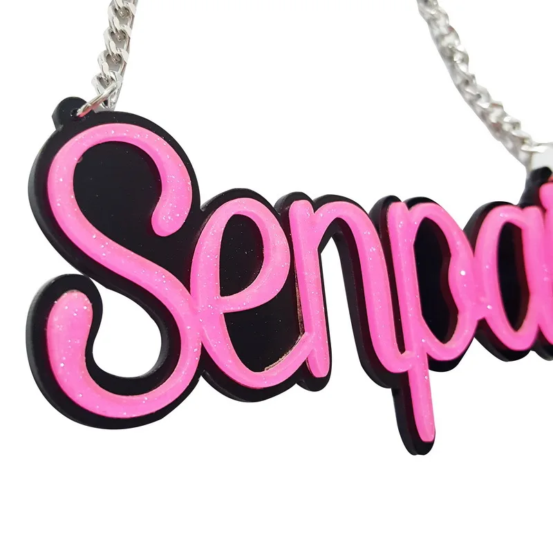 Europe America Creative Colorful Letter Halloween Yaoi Senpai Pendant Necklace for Women Fashion Sweet Cool Style Accessories