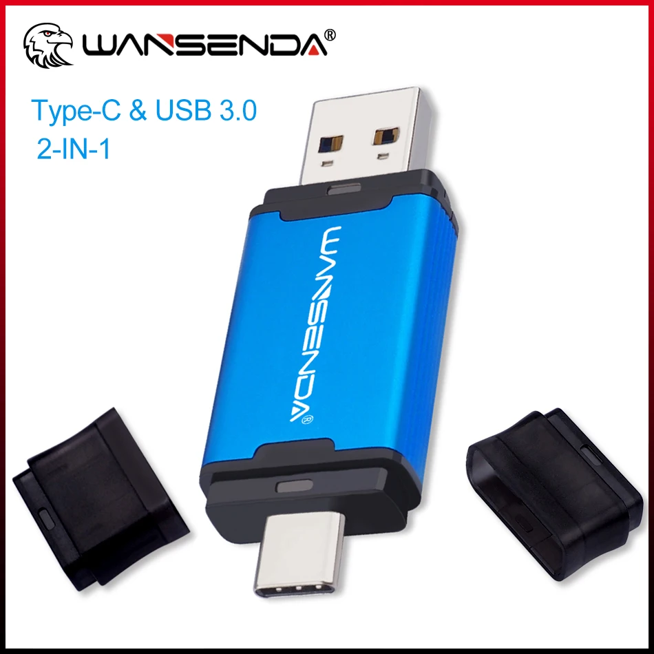 WANSENDA-unidad Flash USB 128 tipo C, Pendrive de alta velocidad de 3,0 GB, 32GB, 64GB, 256GB, 512GB, para HUAWEI, TYPE-C, móvil/PC