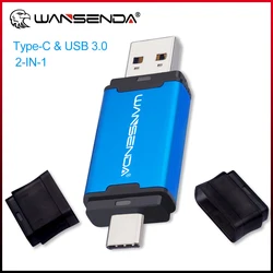 WANSENDA-unidad Flash USB 128 tipo C, Pendrive de alta velocidad de 3,0 GB, 32GB, 64GB, 256GB, 512GB, para HUAWEI, TYPE-C, móvil/PC