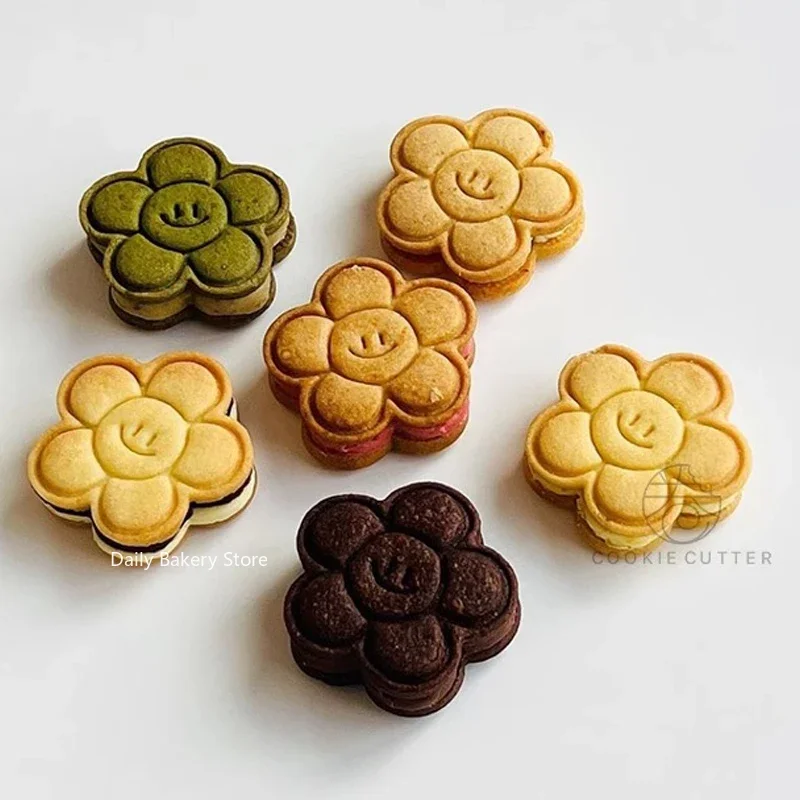 Lovely Flower Cookie Cutter Baby Shower Embossed Dessert Fondant Sugarcraft Baking Mould Plastic Biscuits Pastry Press Stamp - view 3