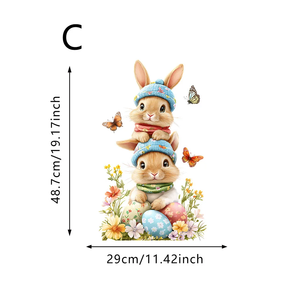Pasen Nieuw product Elektrostatische patch Schattig konijn Kleurrijke eierstickers Glazen raamstickers Kinderkamerdecoratie
