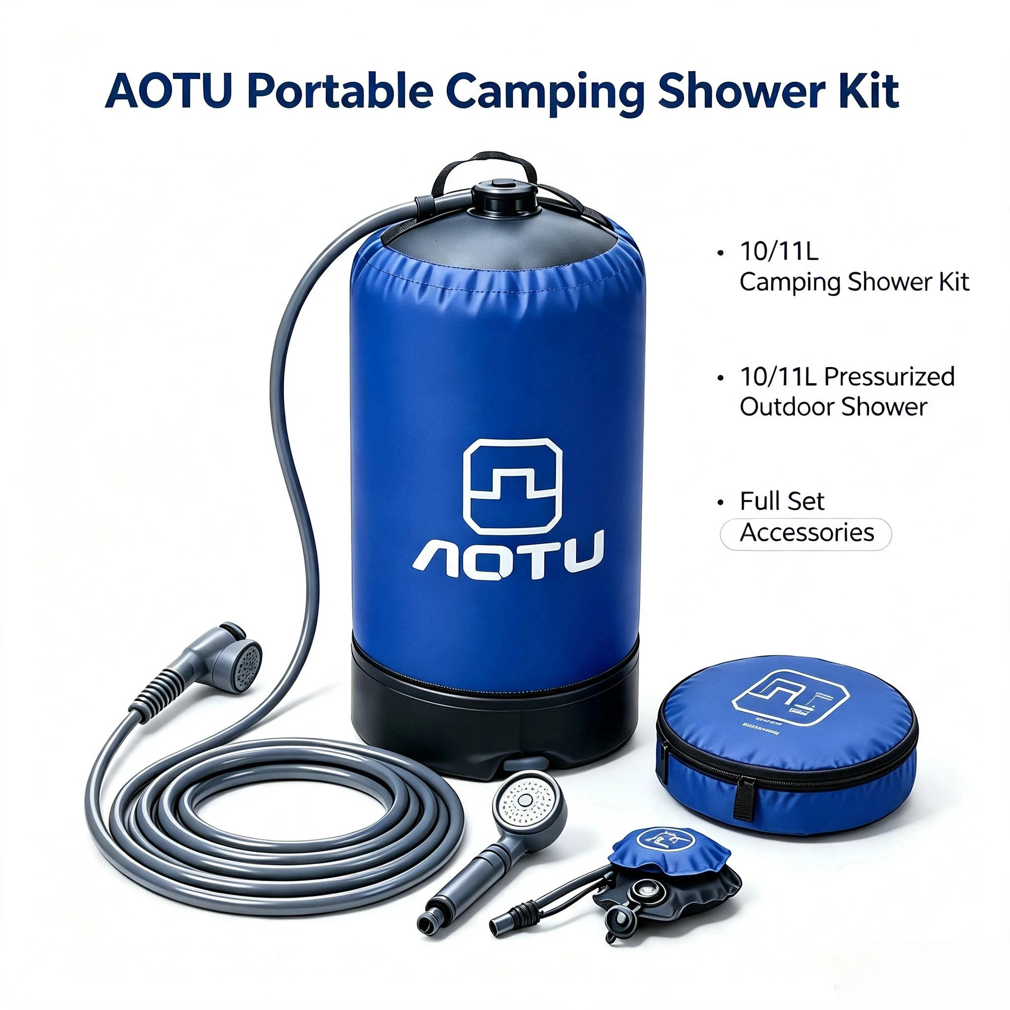 10L 11L Portable Pressurized Camping Shower Foot Pump Outdoor Foldable Shower Bag for Camping Beach Car Washing Pet Bath