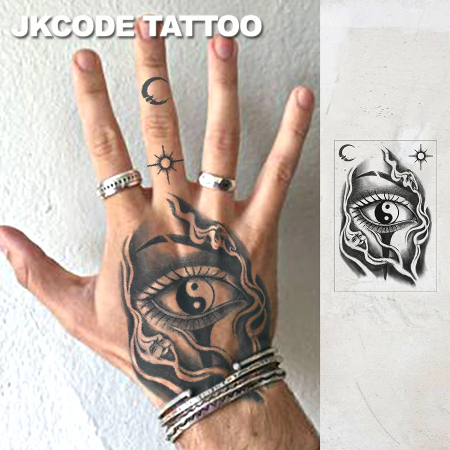 

Waterproof Design Semi-Permanent Tattoos, Retro Graffiti Style Tattoos - Tai Chi, Mask Pattern - Fashionable Men's Tattoos - Temporary Tattoos on Neck, Hands, Fingers, Lasting for 15 Days