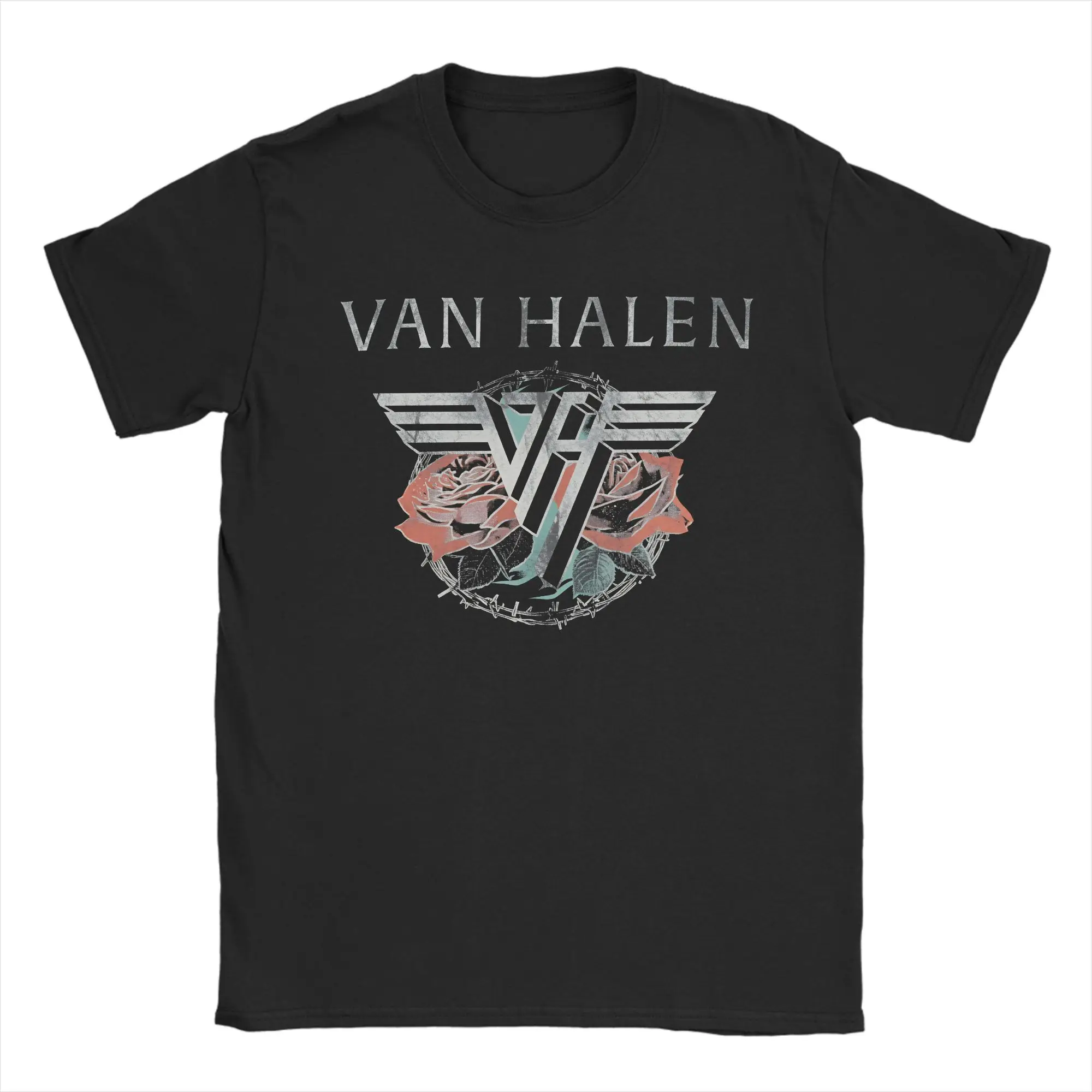 Men's Van Halen Rock Music Band Logo T-Shirts Cotton Top Tees Summer Short Sleeve T-Shirt O-Neck Harajuku Casual Tee Shirt
