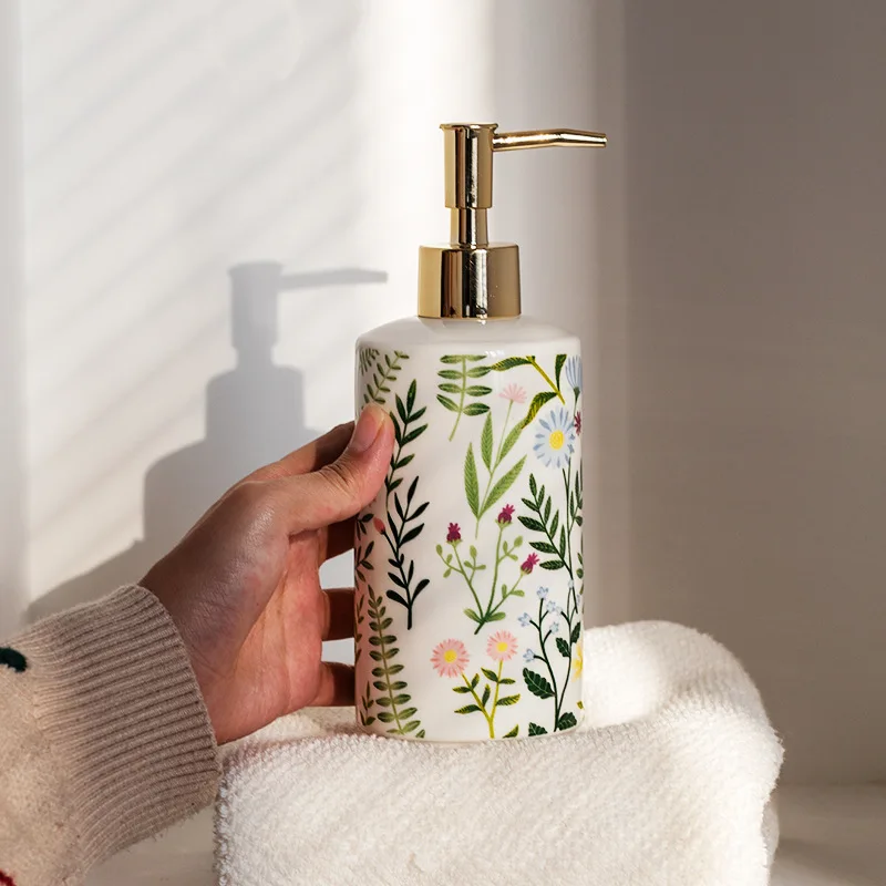 Ceramic Soap Dispenser Cartoon  Hand Soap Shower Gel Shampoo Split Press Bottle Kitchen Bathroom Fixtures and Accessories