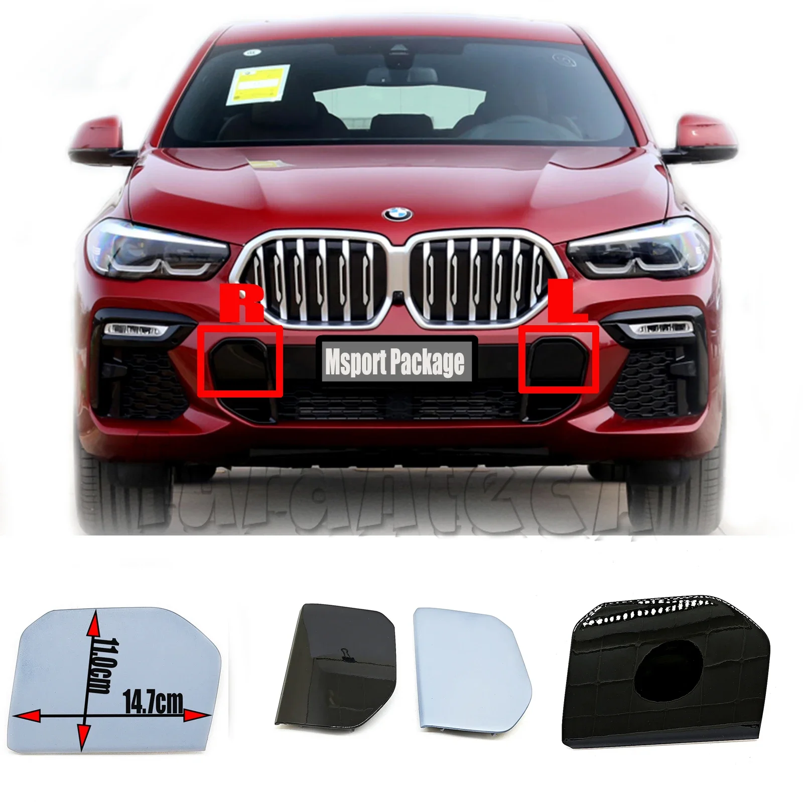 Front Tow Cover For 20-22 BMW X6 M sport G06 30i 40i M50 30dX 30iX 40iX M50dX M50iX SAC bumper Hook Eye Towing Cap