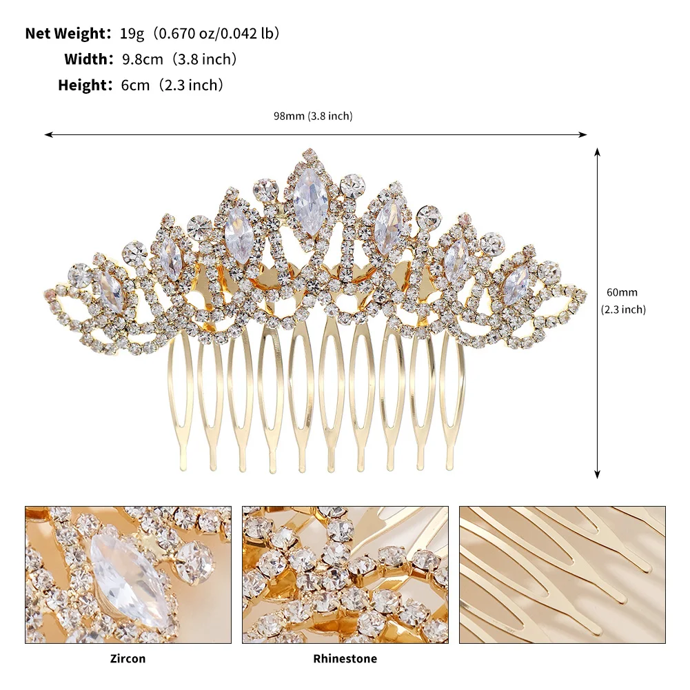 Explosion Braut haarkamm Mode Kristall Zirkonia Hochzeit Braut Seite Clip Haarkamm Luxus schmuck für Frauen Brautjungfer Geschenke – Detail 3