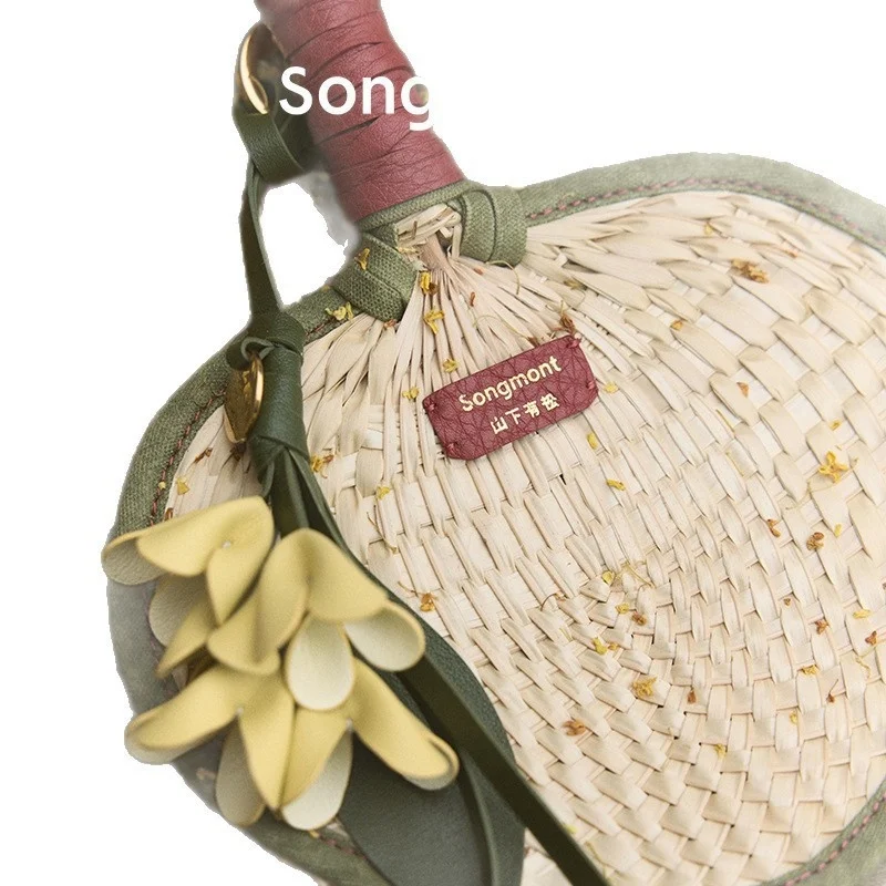 Songmont أوسمانثوس زهرة حقيبة سحر الجلود اليدوية 2025 جديد الزيتون الأخضر شاحب الذهب الأصفر لوحة معدنية النمط الصيني ديكور