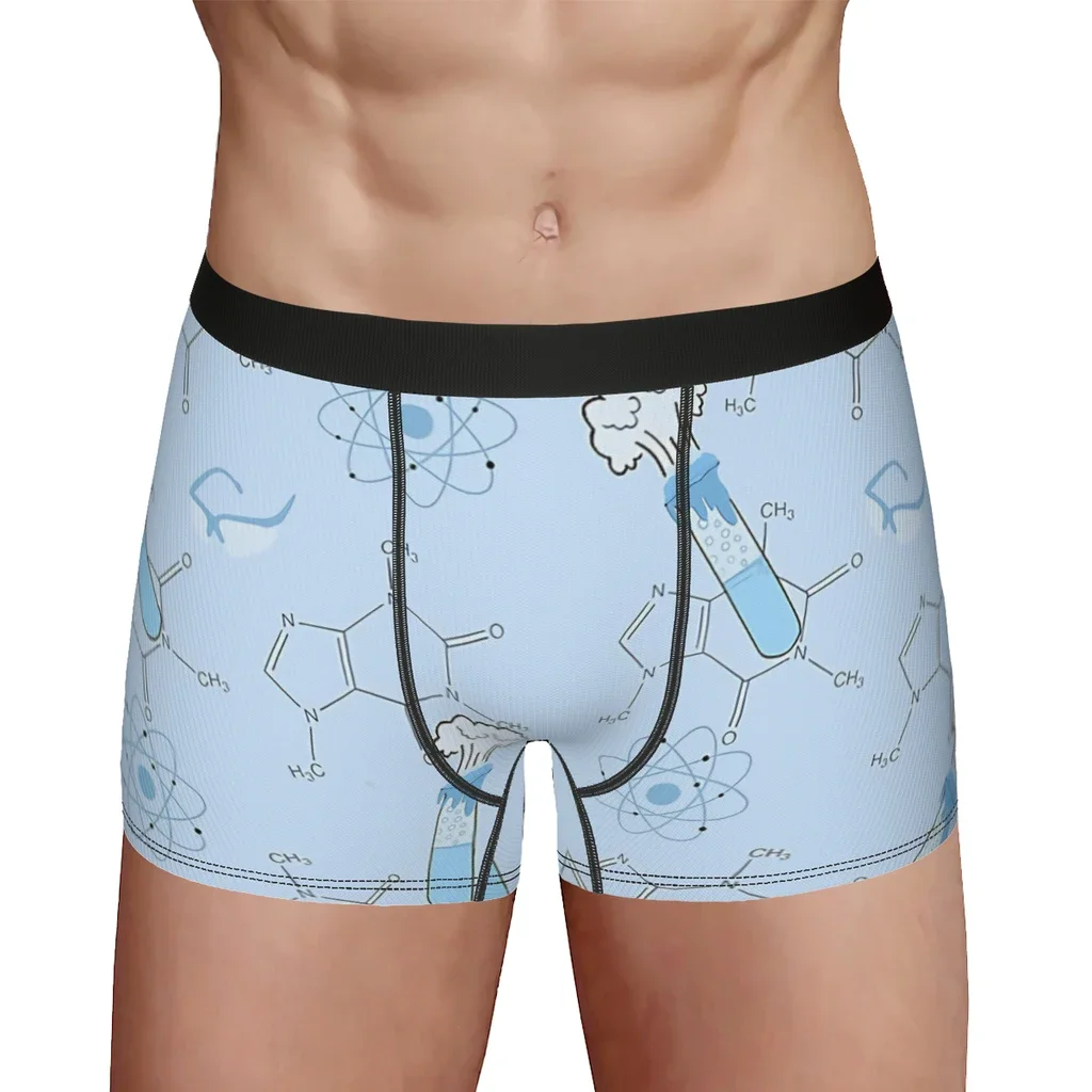 Chemistry Symbol Pattern Blue Chemistry Pattern Underpants Homme Panties Man Underwear Sexy Shorts Boxer Briefs