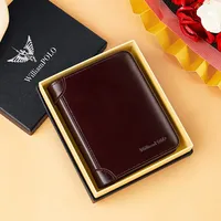 WILLIAMPOLO  Men Leather Wallet Short Slim Male Purses Money Credit Card Holders Rfid Vintage Men Wallet Money Bag PL221619