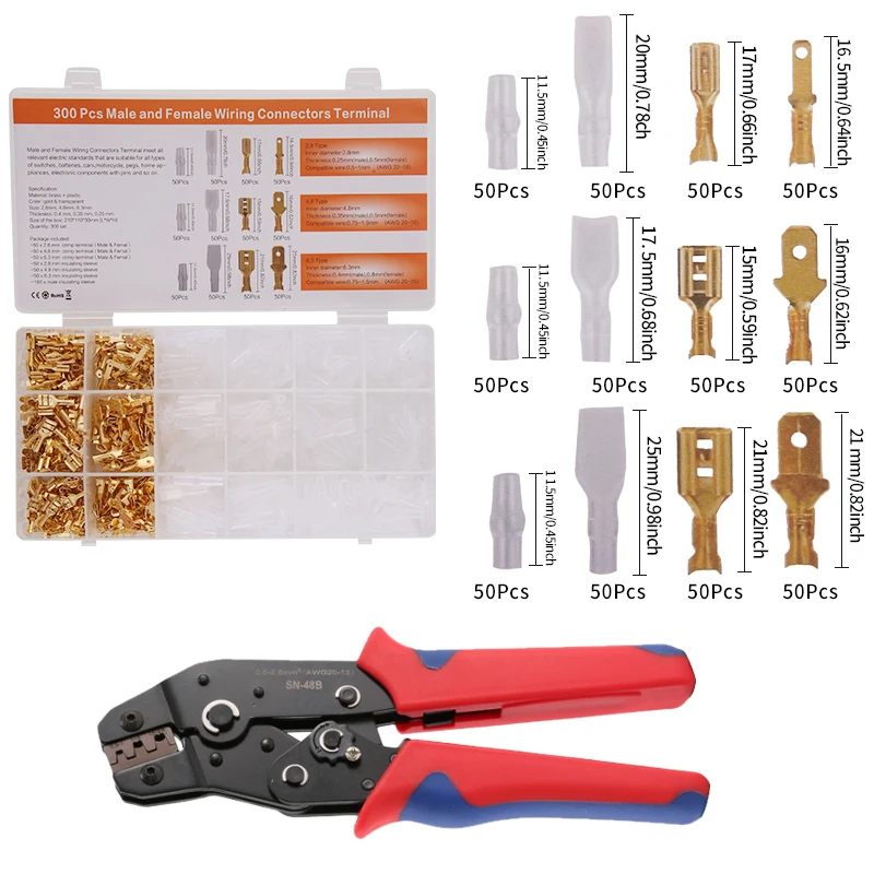 XIONGISOLAR SN-48B Crimping Tools 20-13AWG  0.5-2.5 mm2 Crimper for Car Terminals Sets Wire Electrical Hand Tools