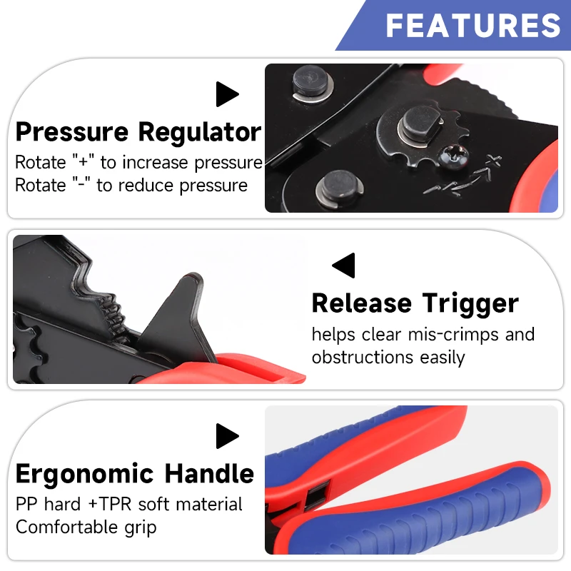 Butt Splice Heat Shrink Connectors Crimping Tool YF-125C For 0.5-10mm²（20-7AWG）BHT Terminal Ratcheting Crimper Ratchet Pliers