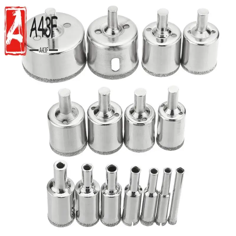 

A43F-15 шт. Сверла для кольцевых пил с алмазным покрытием, набор сверл для плитки, мрамора, стекла, (6-50 мм)