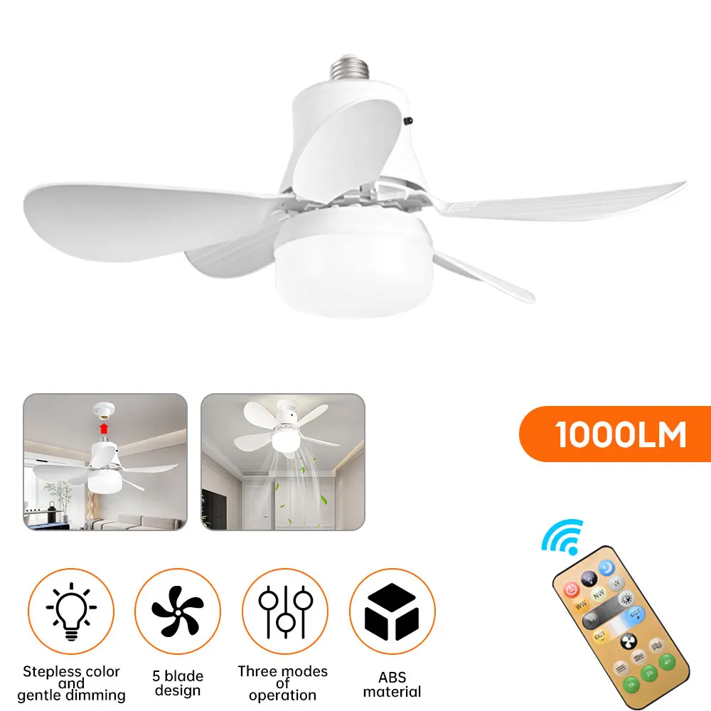 LED-plafondventilator lamp E27 30/40W afstandsbediening plafondventilator licht dimmen 3 snelheden stille ventilator voor slaapkamer woonkamer