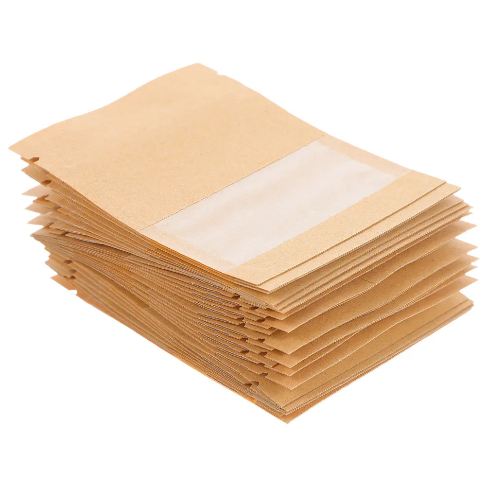 

100Pcs Small Kraft Paper Seed Envelopes with Clear Window Sealable Storage for Flower Vegetable Seeds Garden Organizer Paper