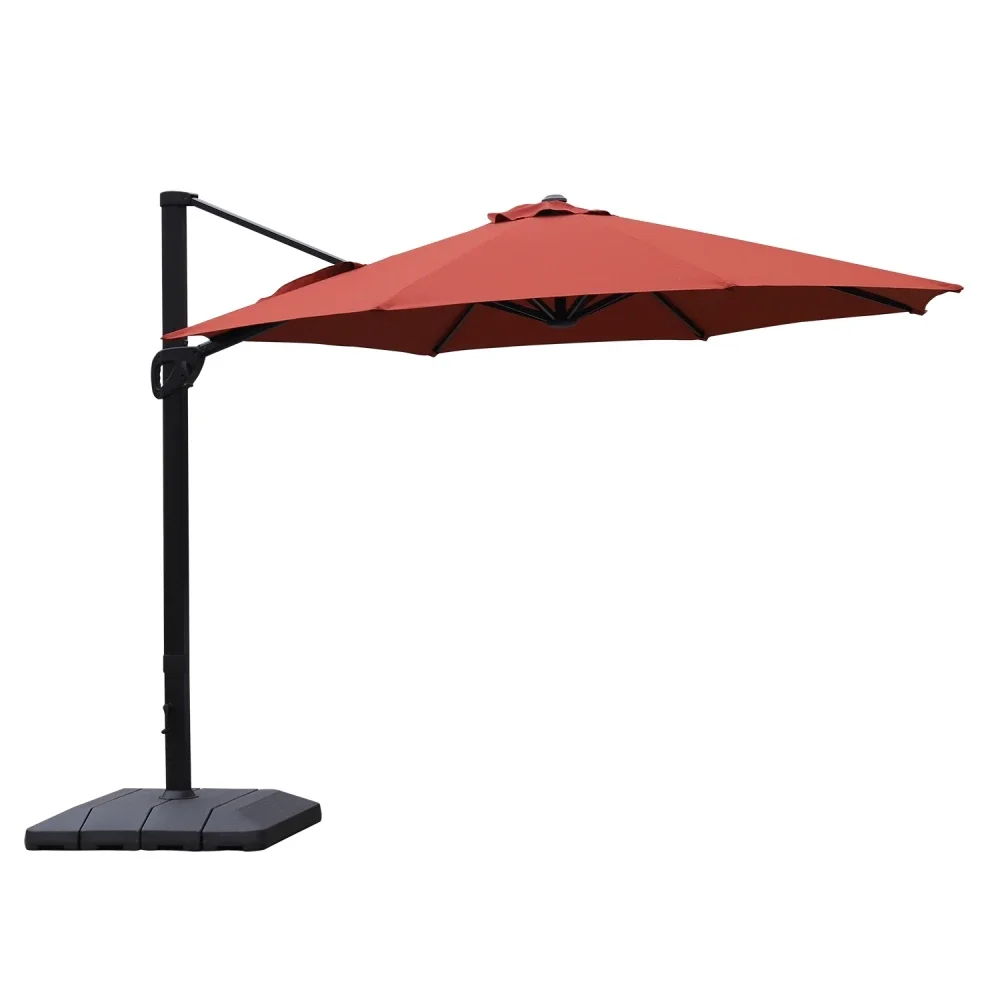 Solar 11 Ft Patio Umbrella Red Title Adjustable Includes Base Uv Protection Umbrella For Pool Patio Garden Outdoor