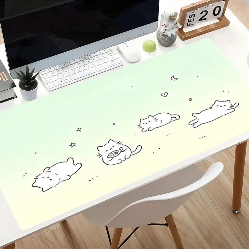 kawaii Mouse Pad Low pixel Cartoon desk mat Laptop Gaming Accessories Non-Slip Game Keyboard Mousepad Cute Cat Office Mouse Mats