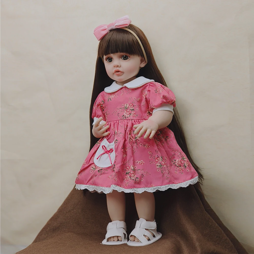 Reborn Toddler Girl Doll Betty 22inch Soft Silicone Full body Vinyl lifelike Newborn Baby Wig Hair Gifts for Children