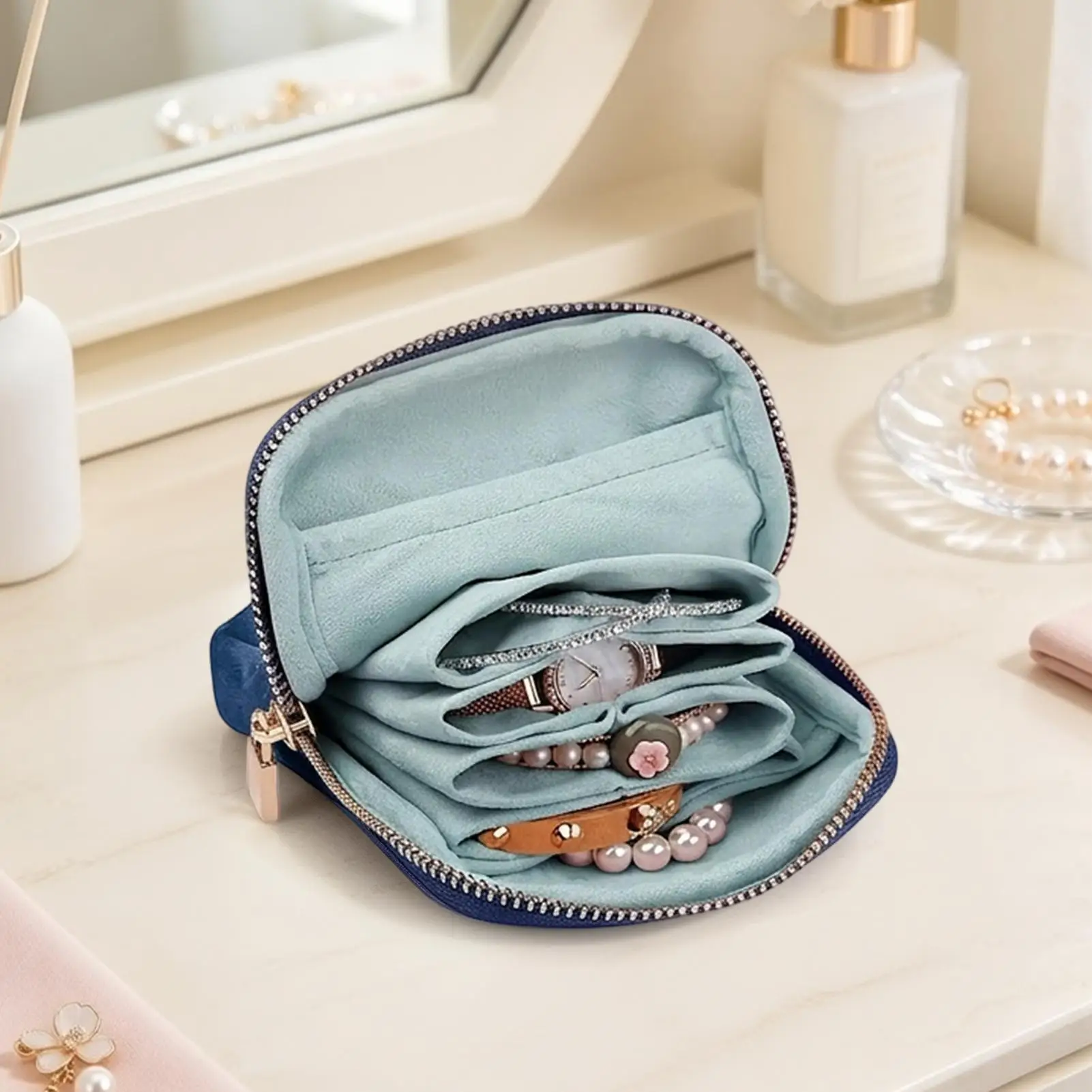 Travel Jewelry Bags Small Soft Anti-Scratch Storage Bag Travel Soft Jewelry Case for Necklace Earrings Rings Birthday Dating