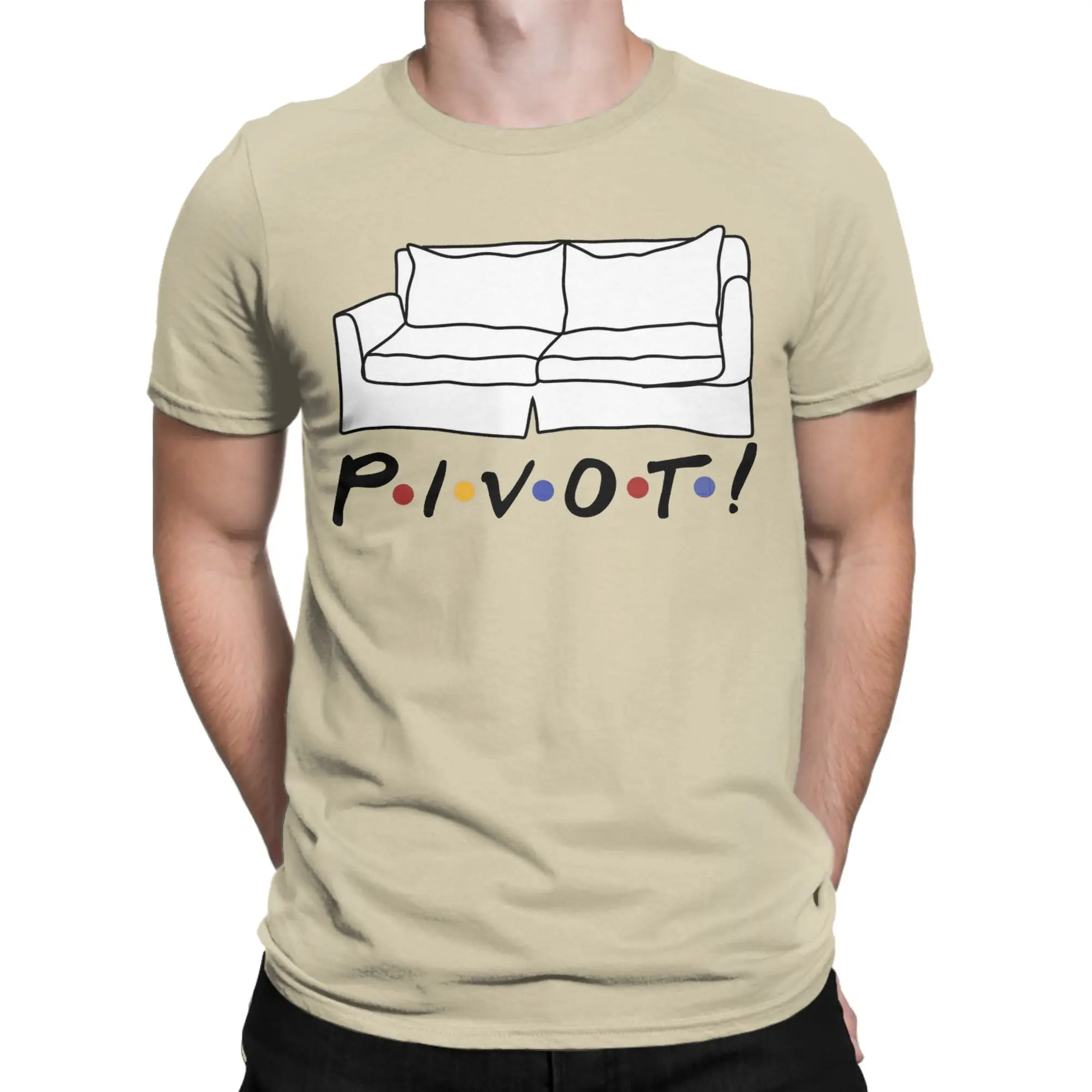 Men T-Shirt Pivot! Friends couch tv show Vintage Cotton Tees Short Sleeve  T Shirts O Neck Clothes Adult