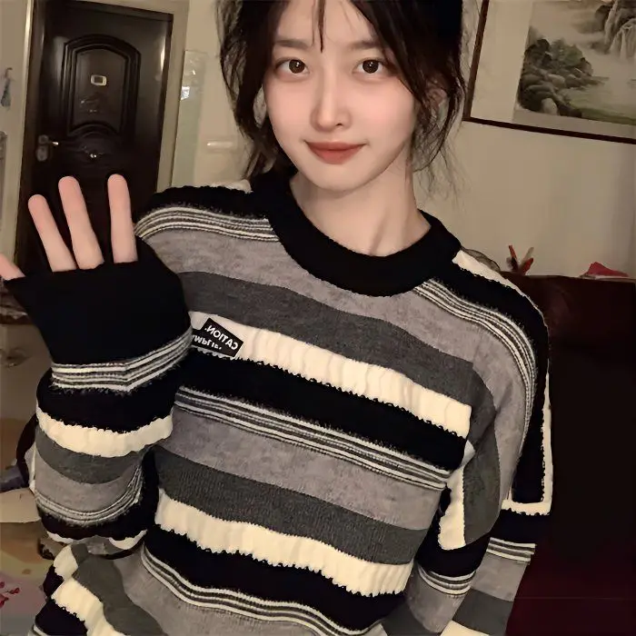 2025 Nuevo en prendas de punto, ropa de mujer, tops Y2K, ropa de calle de suéter para mujer, ropa femenina para hombre, ropa femenina superior