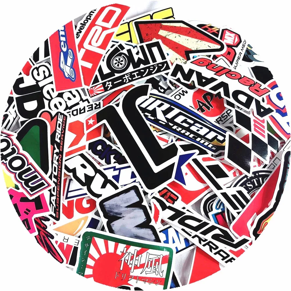 10/30/50/100pcs Cool Car Motorcycle JDM Modification Graffiti Stickers Skateboard Phone Car Luggage Helmet Waterproof Sticker