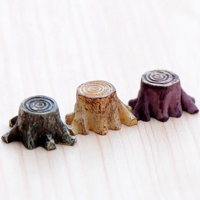 5PCS Artificial Mini Root Stump Fairy Garden Miniatures Gnomes Moss Terrariums Resin Figurines for Home Decoration Accessories