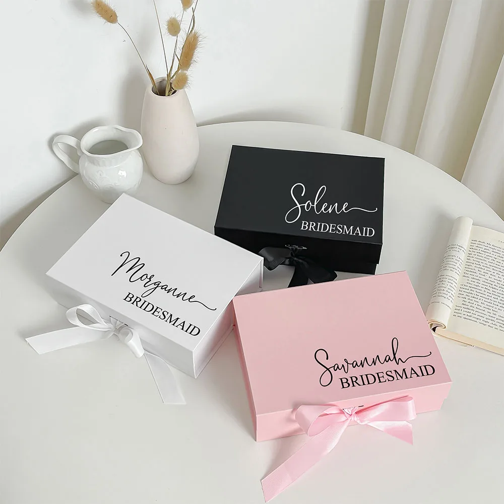 

Personalized Bridal Party Bridesmaid Proposal Box With Ribbon Will You Be My Bridesmaid Vinyl Sticker Maid Of Honor Empty Box