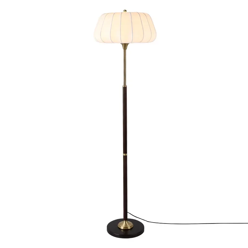 French retro floor lamp, medieval style and advanced atmosphere next to the sofa in the living room, bedroom solid wood vertical