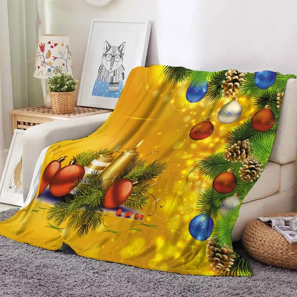 Christmas Tree Decor Throw Blanket, Festive Ornaments & Pine Cones Design for Holiday Home Decor, Multi-Size Options