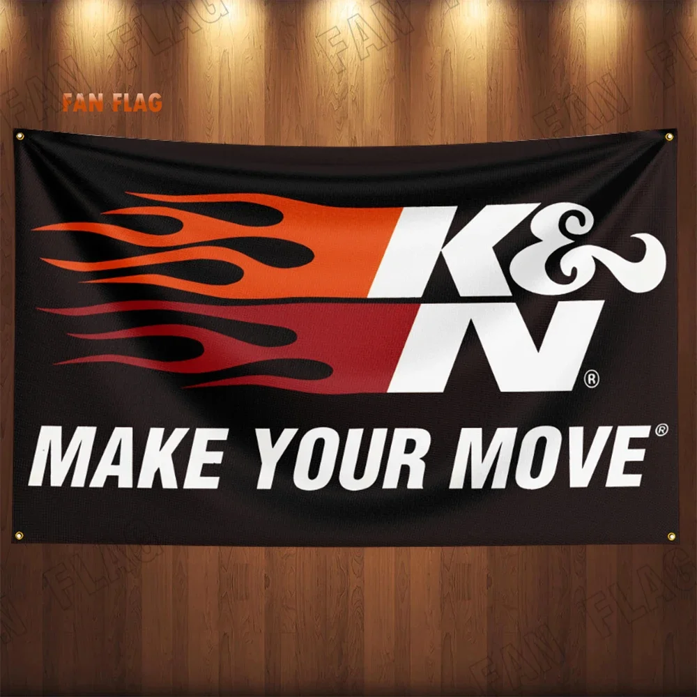 K&N Engineering Racing Car Flag 3x5Ft Polyester Digital Printing Banner For Garage or Out door Decoration