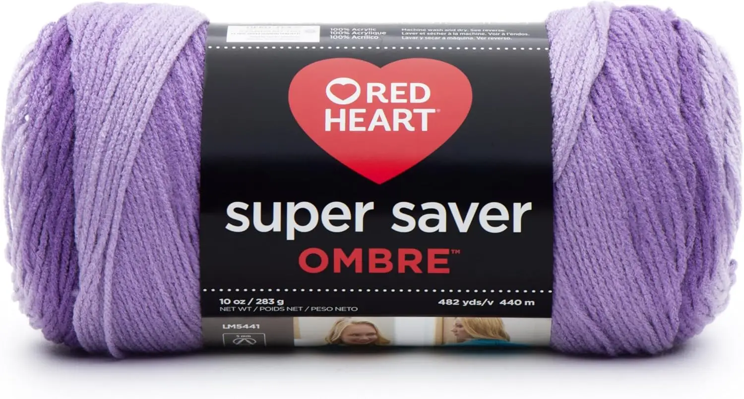 

Super Saver Ombre Yarn for Knitting and Crochet, 10 oz Violet, Medium Worsted Weight 4