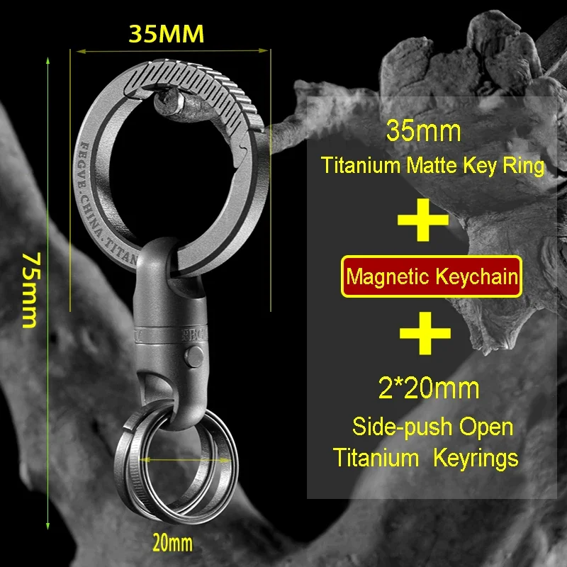 Magnetic Suction Titanium Keychain,360° Rotating Magnetic Car Keychain Quick Release Push Pull Buckle Key Ring for Men