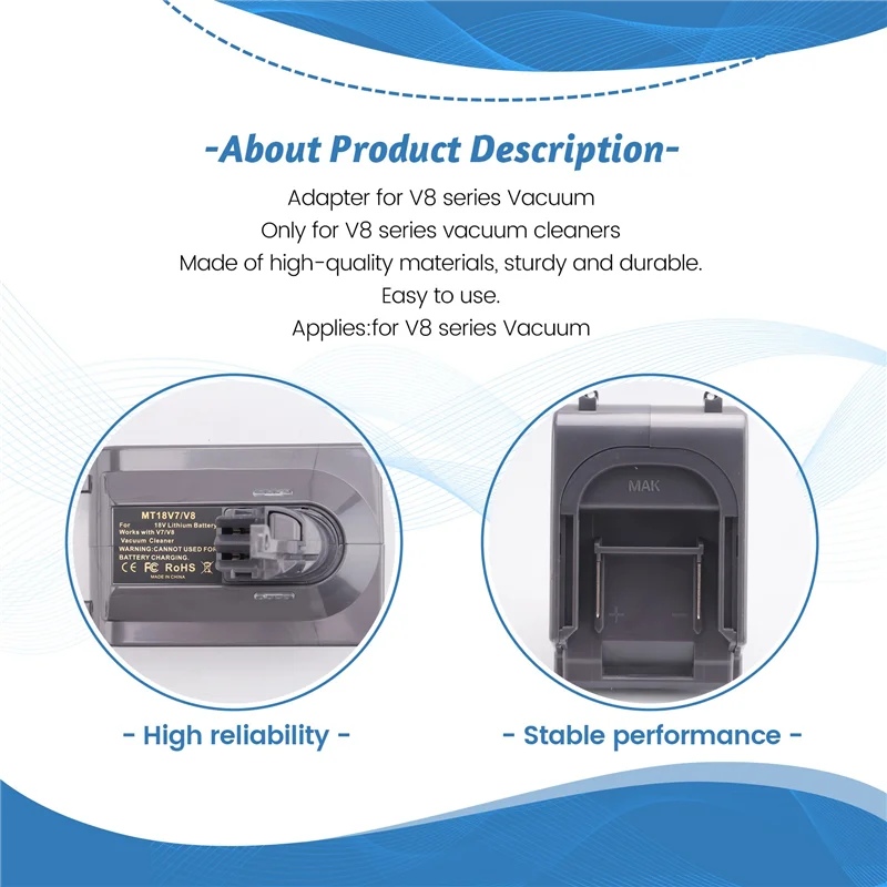 

EMECE-Battery Converter Adapter For 18V Lithium Battery To For Dyson V8 Series Vacuum Cleaner Tool