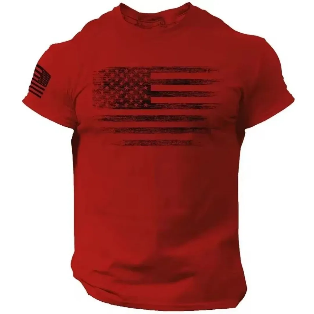 Neues Retro-T-Shirt mit amerikanischer Flagge, 3D-Druck, atmungsaktiv, schnell trocknend, für Herren, große Größen, Outdoor-Street-Fashion, Eltern-Kind-Kleidung – Detail 7