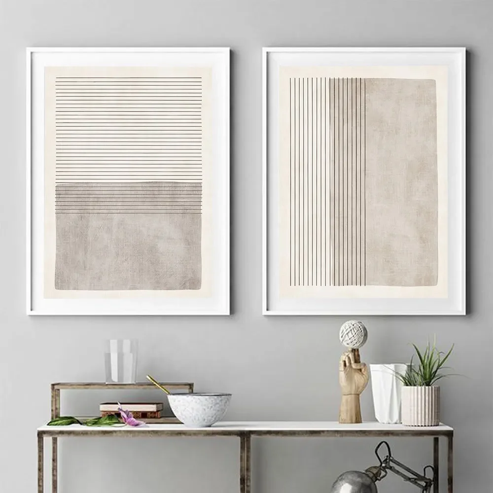 1pc frameless Canvas painting Abstract Beige Gray Posters Prints Minimalist Line Canvas Painting Wall Art Pictures Interior f