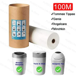 100M/Roll White Bady Diaper Pail Refills Bags Garbage Bag Compatible with Tommee Tippee and Angelcare and Genie and Twist&cIick