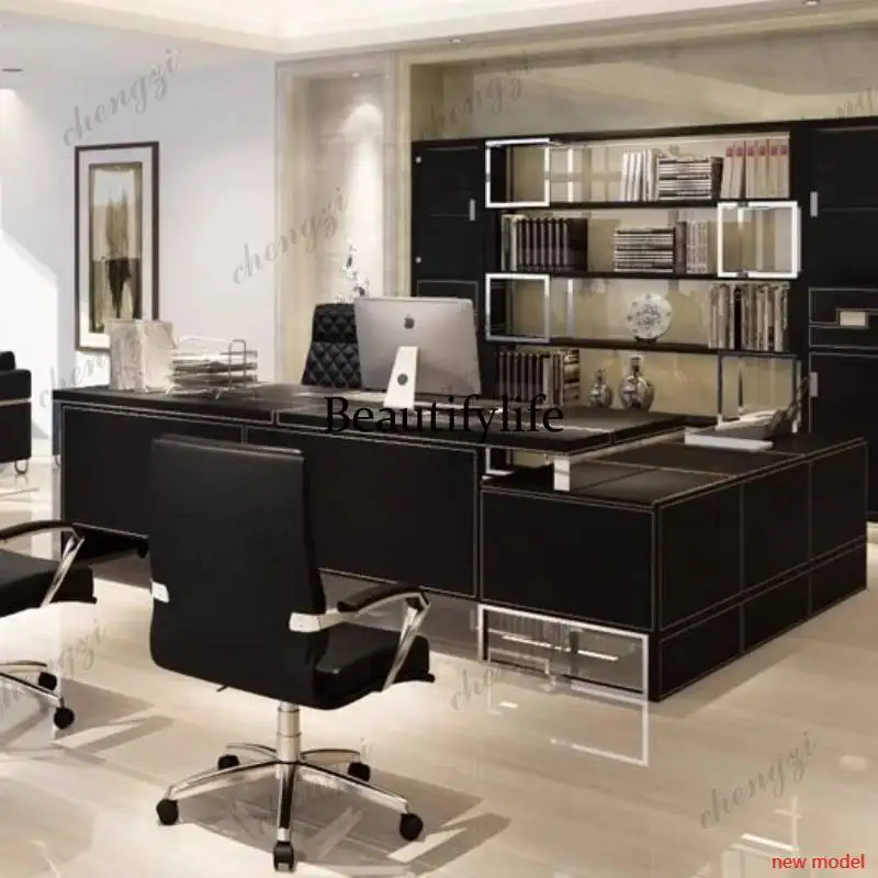 A68Luxury Manager Executive Office Desk Strong Wood Black Modern Executive Office Desk Cheap Large Tisch Small Spaces Furniture